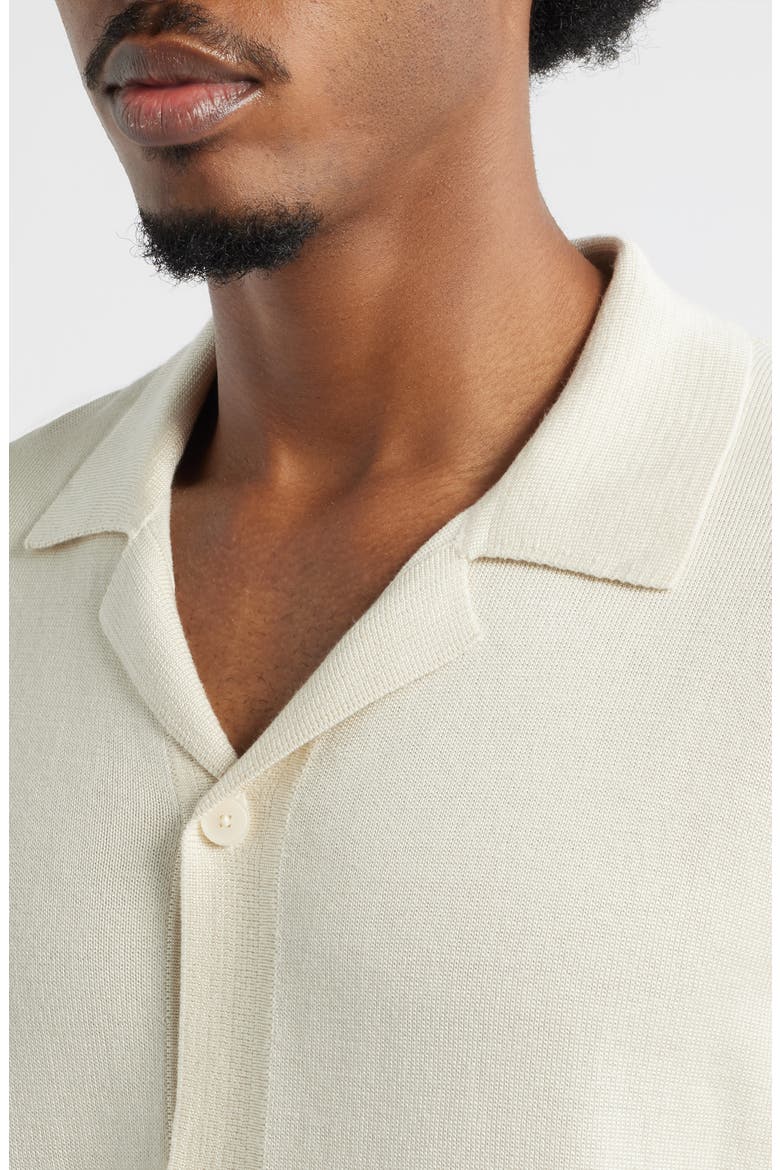 Camp Short Sleeve Button Up Sweater, Alternate, color, IVORY DOVE