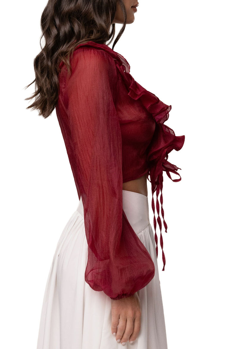 Delilah Ruffled Top, Alternate, color, Berry