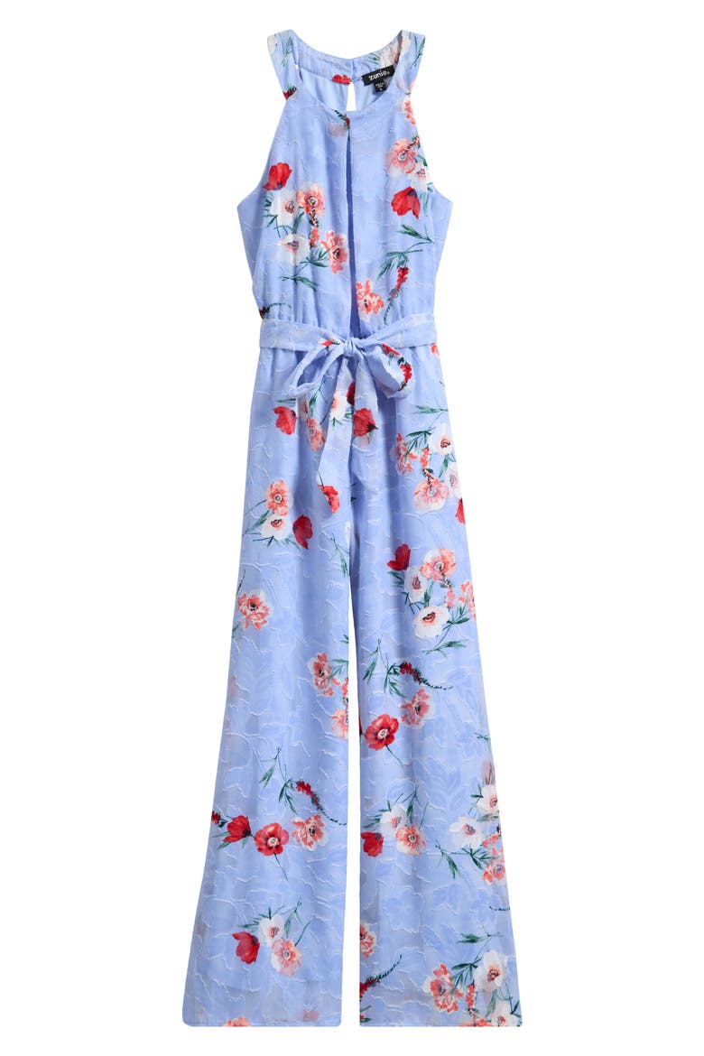 Floral Burnout Chiffon Jumpsuit, Main, color, PERIWINKLE