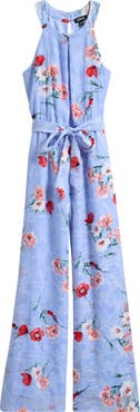 Zunie Floral Burnout Chiffon Jumpsuit