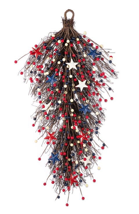 28"H Patriotic Americana Stars 
Berry Swag