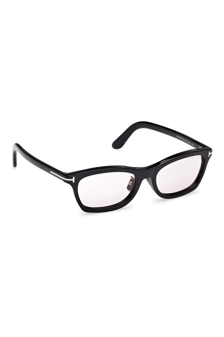 53mm Rectangular Sunglasses, Alternate, color, SHINY BLACK / VIOLET