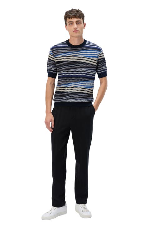 Short Sleeve T-shirt With Striped Micro Zigzag