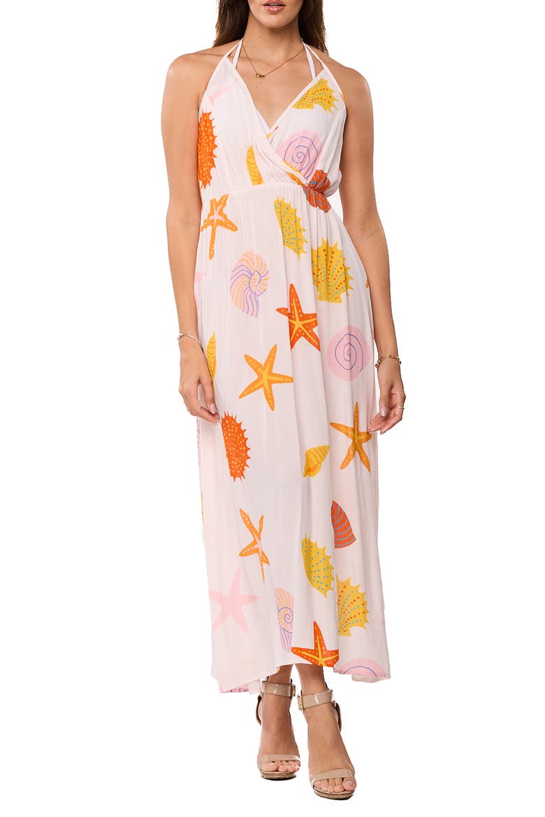 Halter Cover-Up Dress, Main, color, CORAL