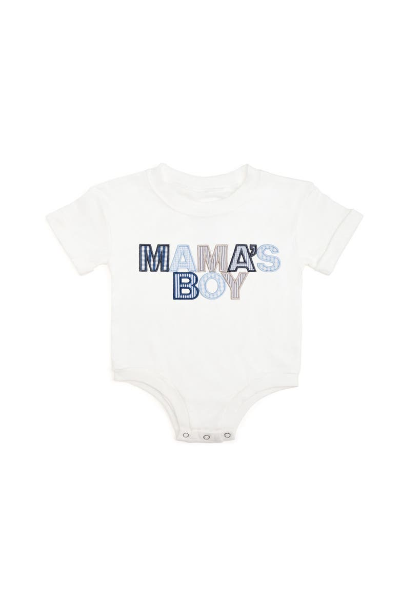 Mama's Boy Patchwork Short Sleeve Romper, Main, color, White