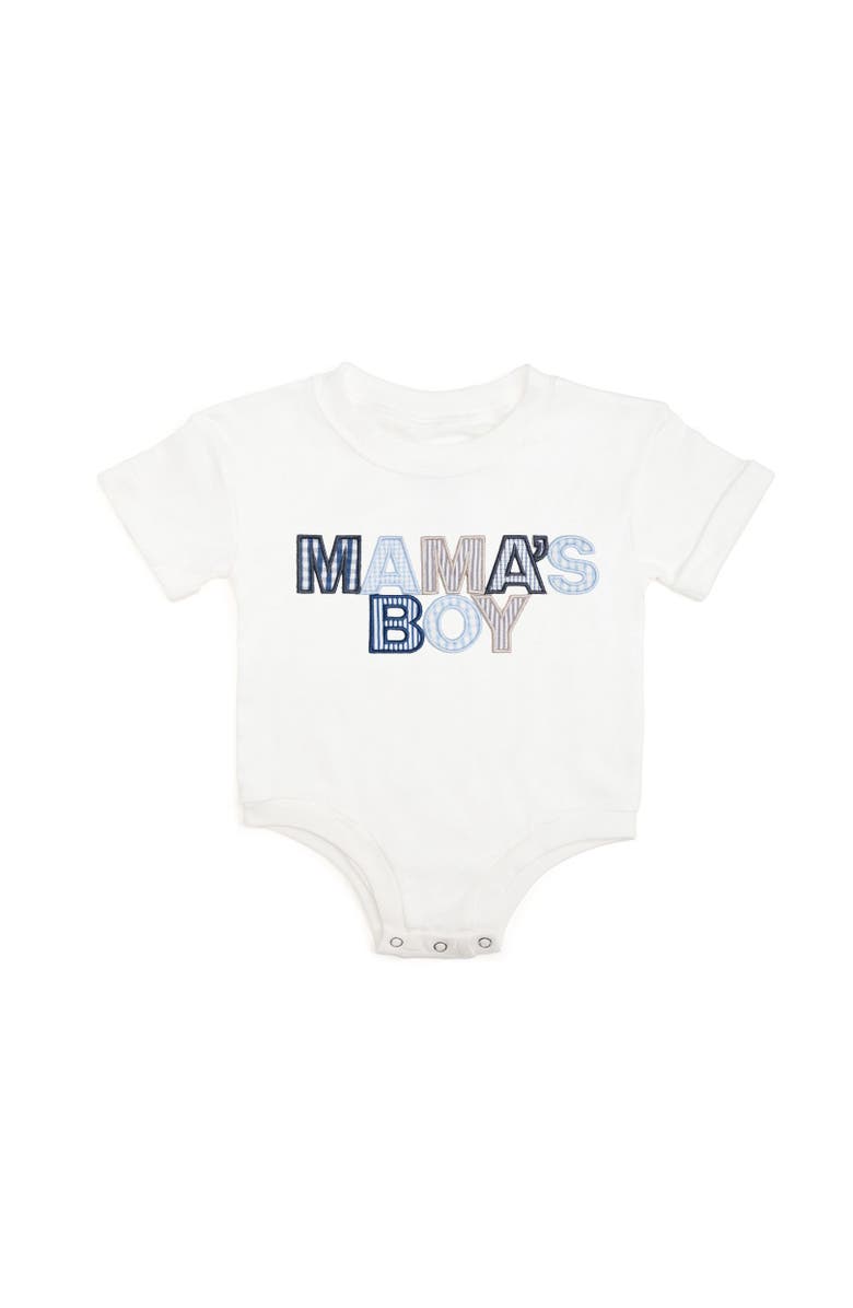 Sweet Wink Mama's Boy Patchwork Short Sleeve Romper, Main, color, White