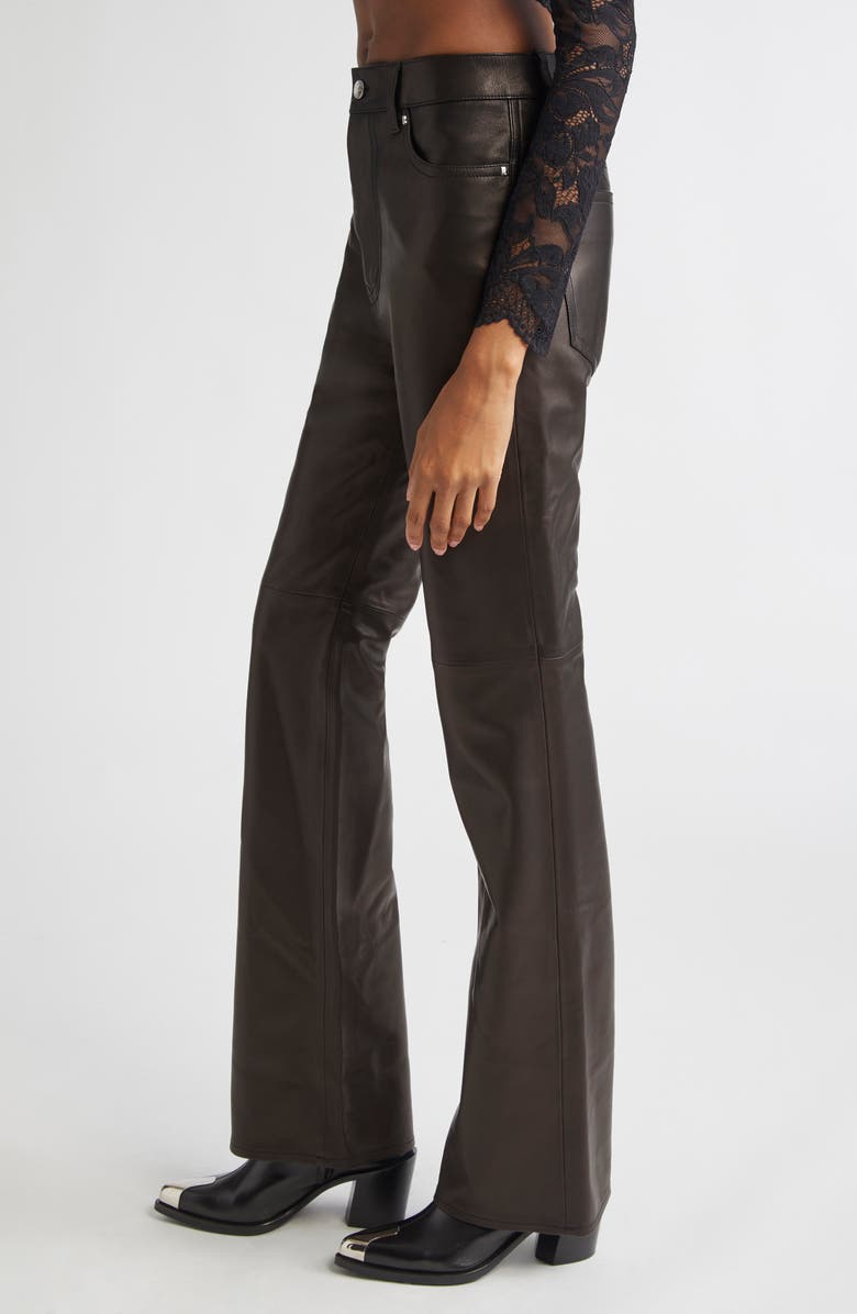 Rabanne Flare Lambskin Leather Pants, Alternate, color, Black