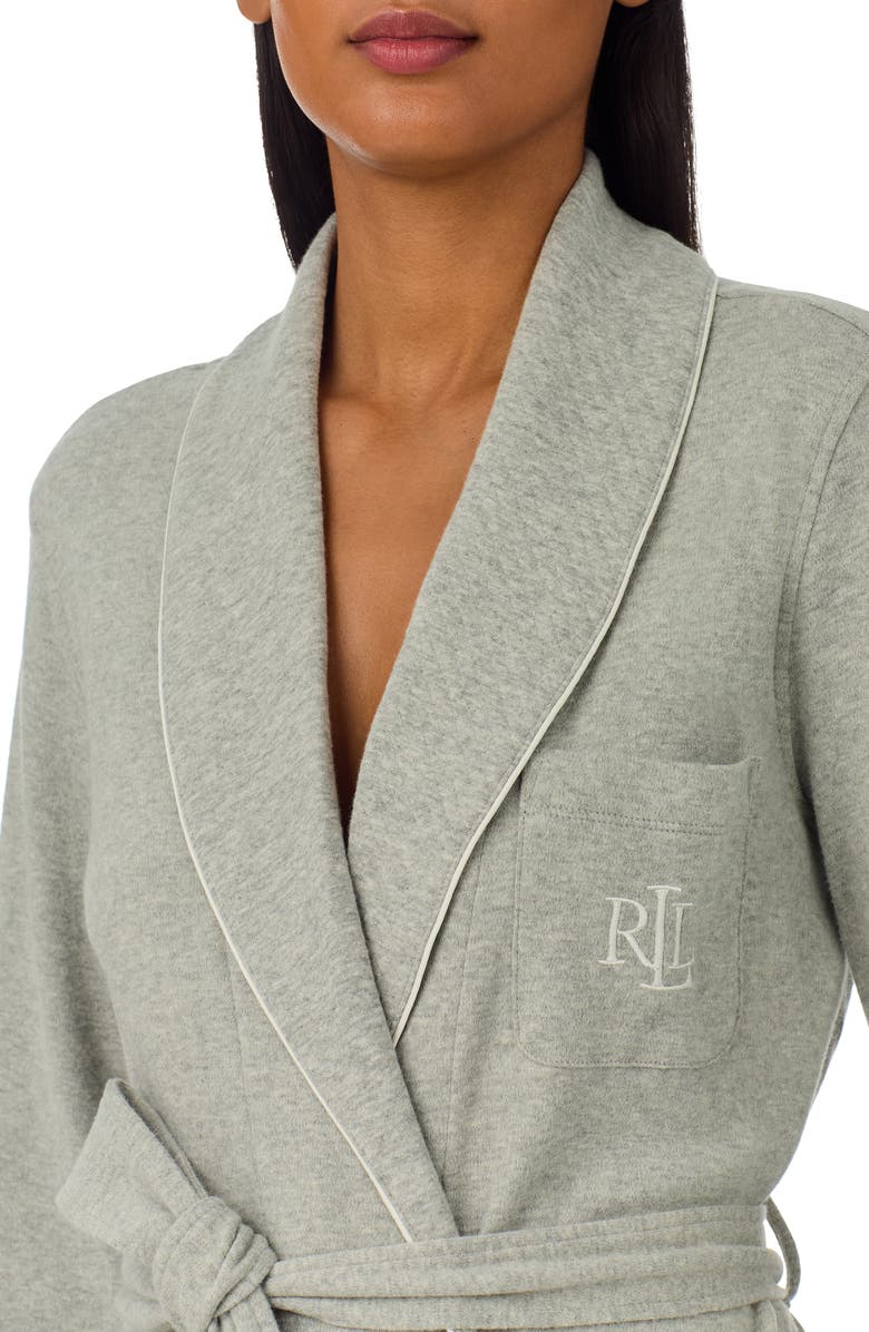 Lauren Ralph Lauren Quilted Collar Robe, Alternate, color, Grey Heather