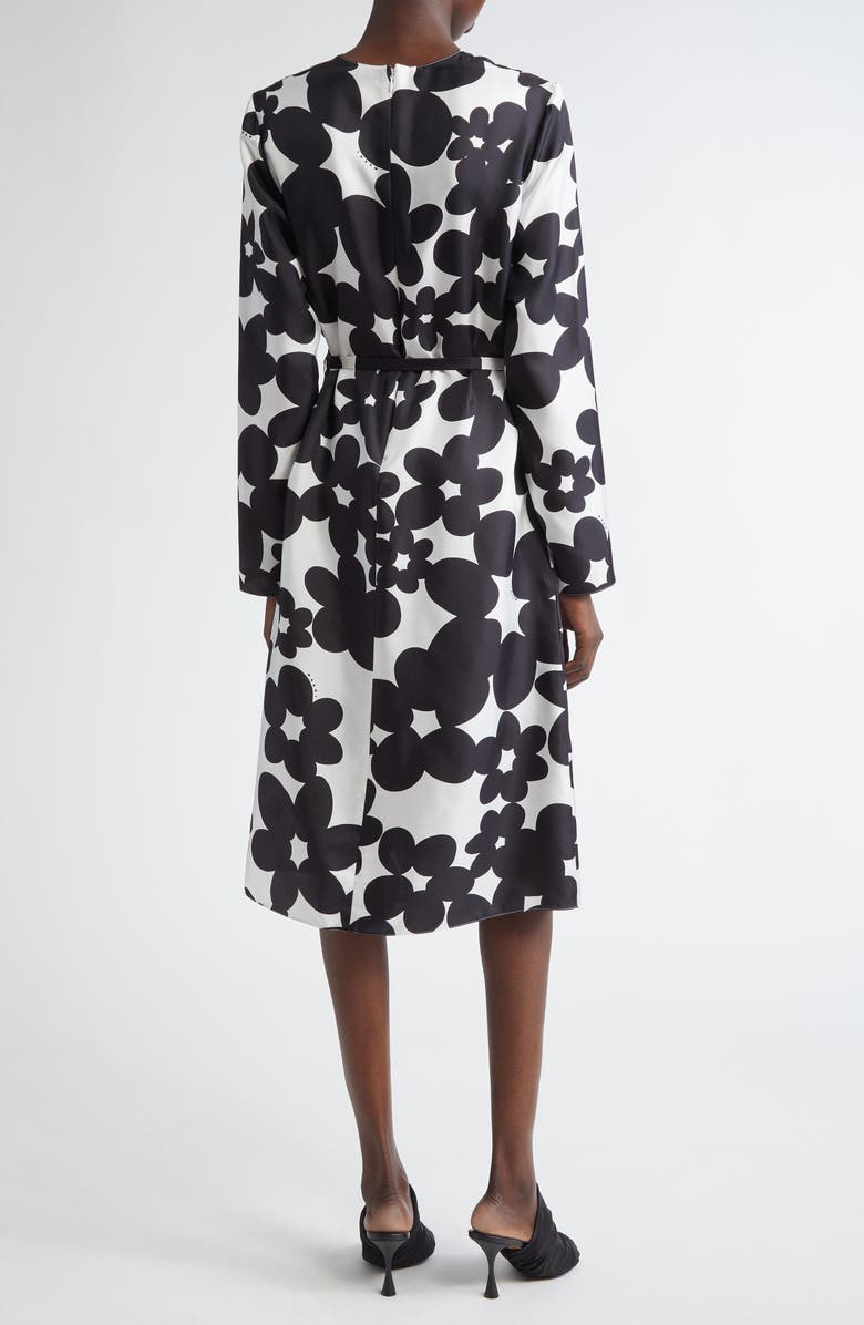 Marni Dililes Floral Long Sleeve Belted Silk Twill Midi Dress, Alternate, color, 