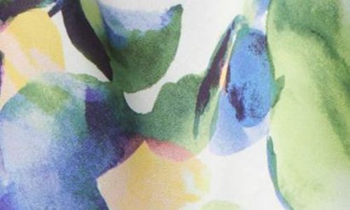 Tahari Asl Watercolor Cowl Neck Satin Top In Fern Watercolor