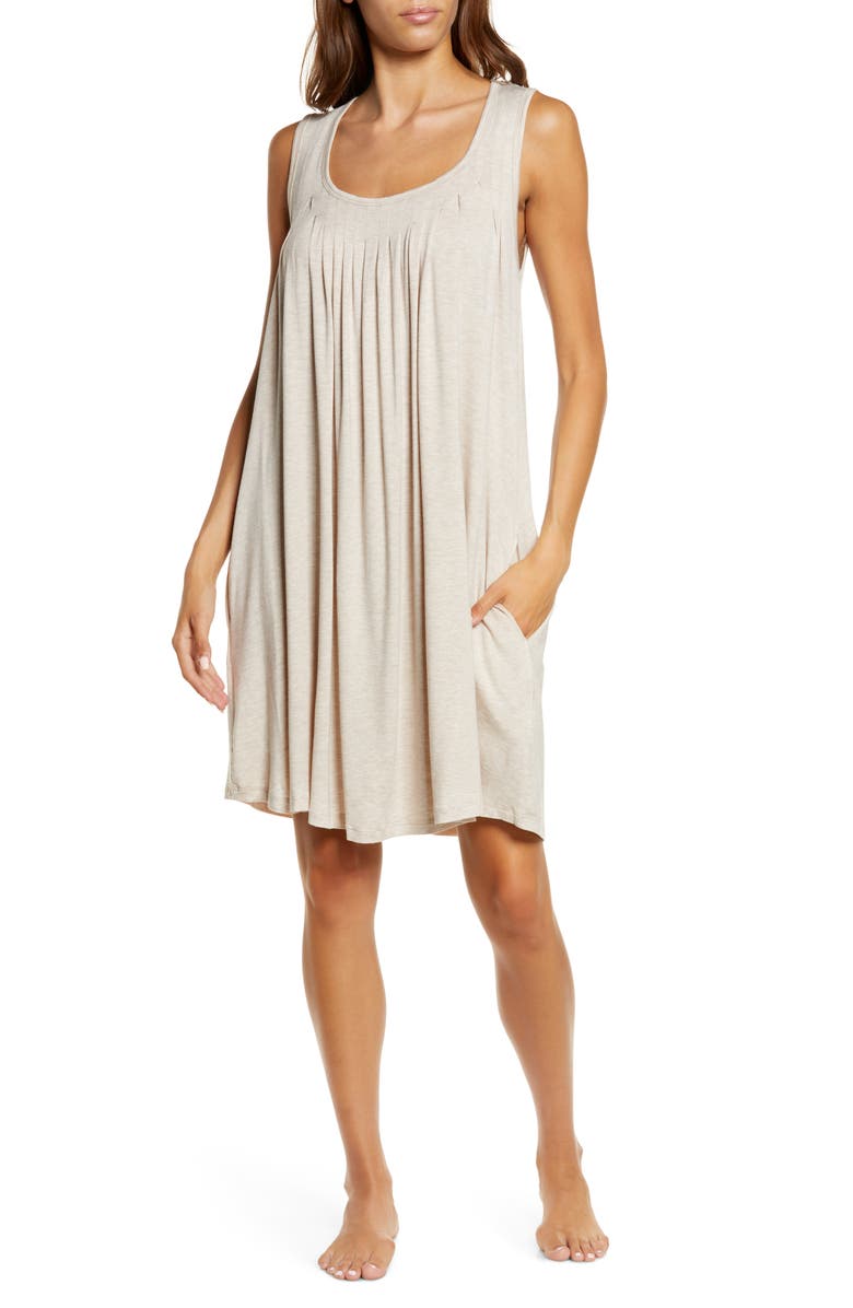 Papinelle Women's Pleat Front Sleeveless Nightgown, Main, color,
