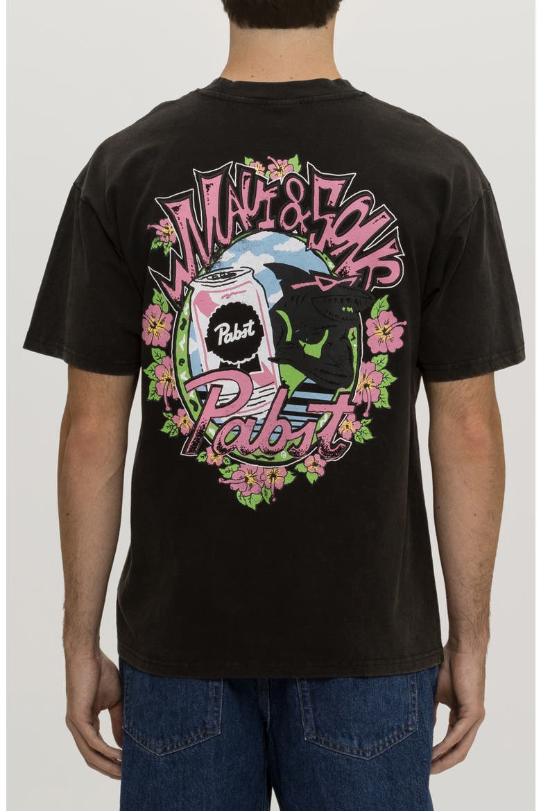 x Pabst Blue Ribbon Shark Can Graphic T-Shirt, Alternate, color, BLACK
