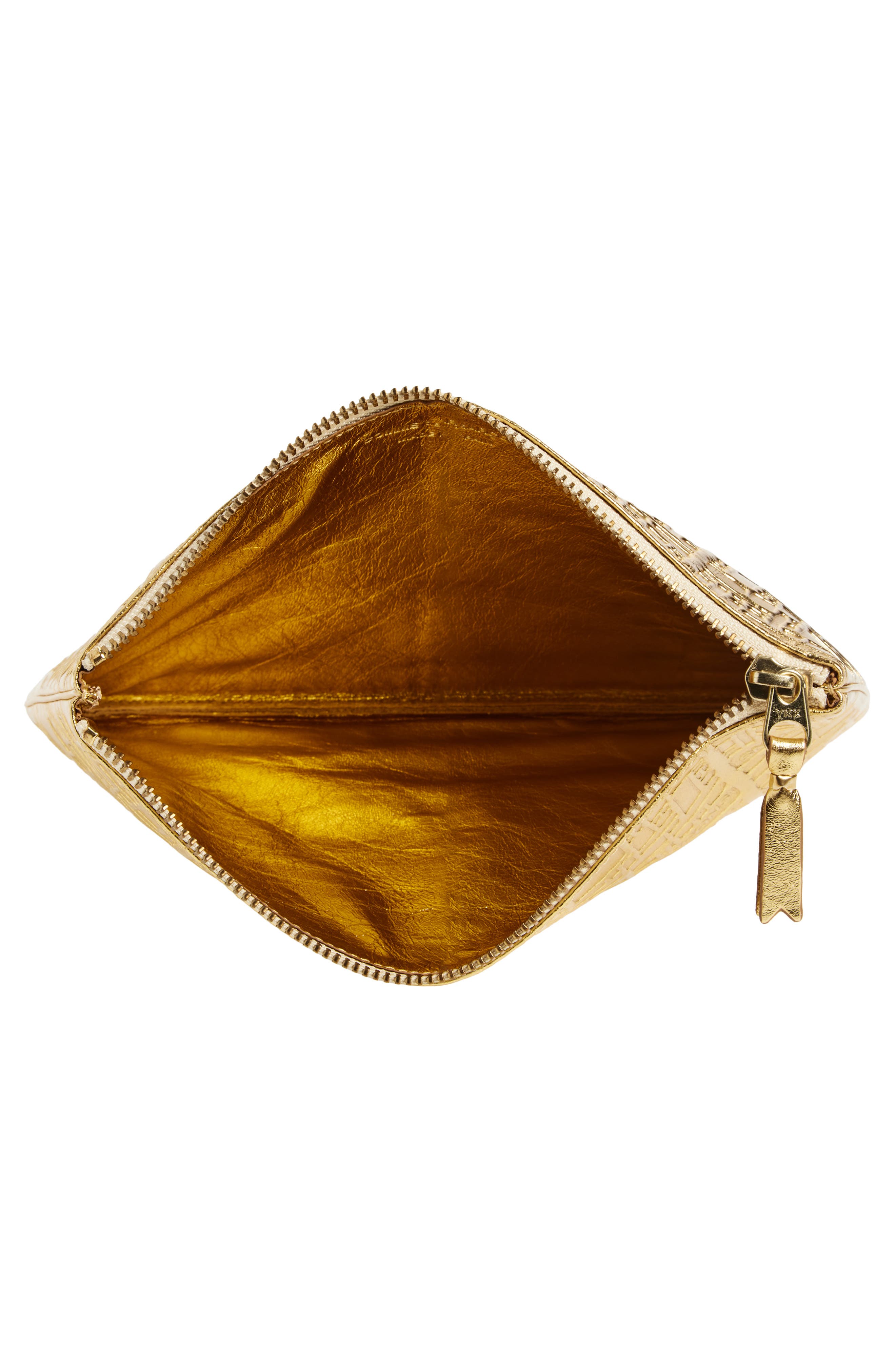 Comme des Garçons Wallets Embossed Logo Leather Pouch, Alternate, color, Gold
