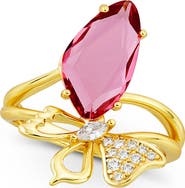 SAVVY CIE JEWELS Carved Stone Butterfly Ring