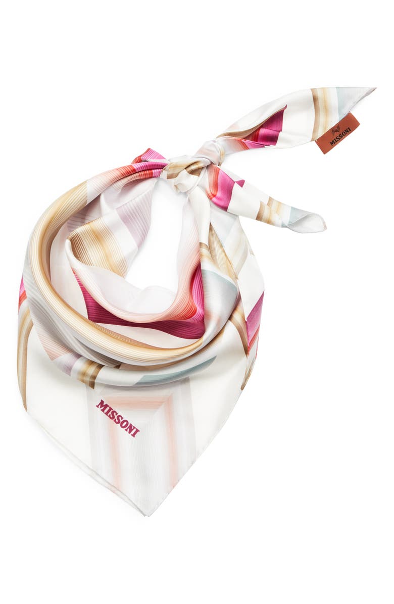 Missoni Chevron Print Silk Square Scarf, Alternate, color, 0002 Pink White Multi