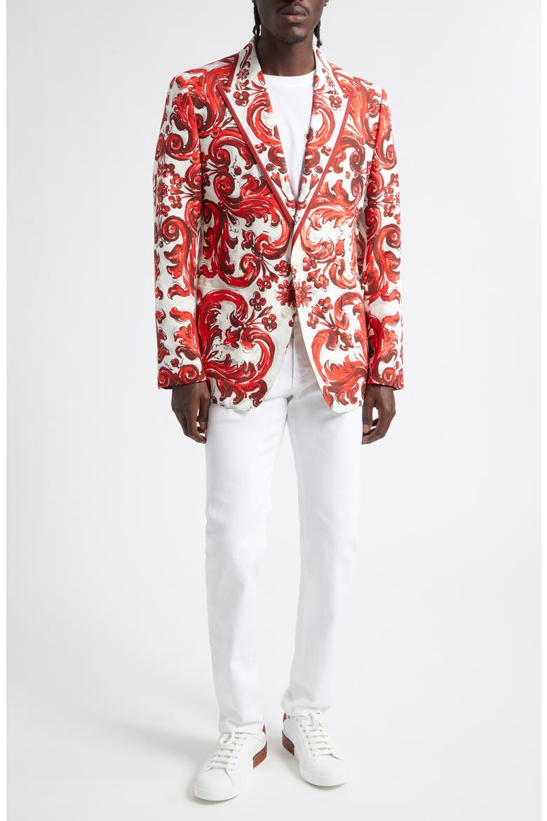 Majolica Print Cotton & Silk Jacquard Jacket, Alternate, color, IS5DQ MIX MAIOLICA L RUBIN