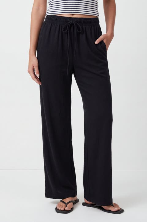 Cotton Wide Leg Drawstring Trousers