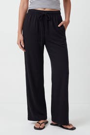 Solomon & Sage Cotton Wide Leg Drawstring Trousers