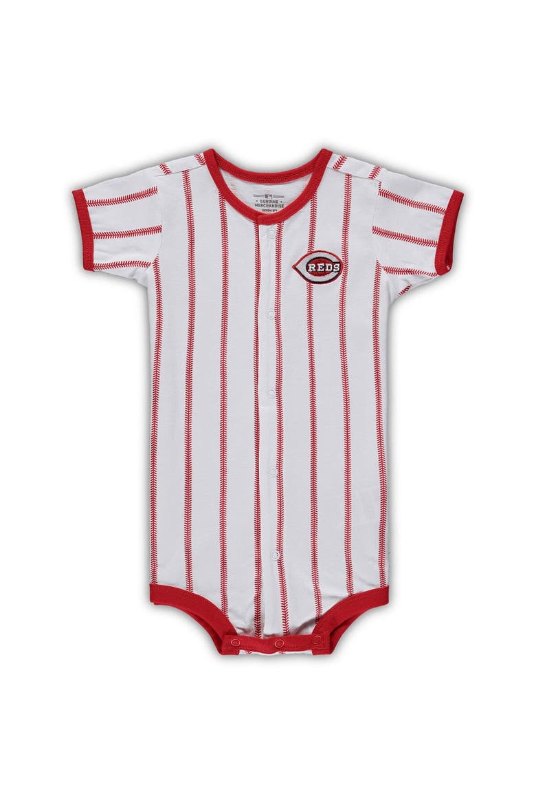 Infant White Cincinnati Reds Pinstripe Power Hitter Coverall, Alternate, color, White