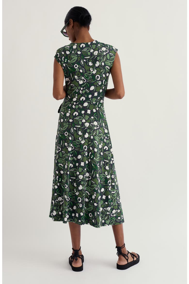 Fettling Jersey Tie Midi Dress, Alternate, color, GARDEN PLANTS INKWELL