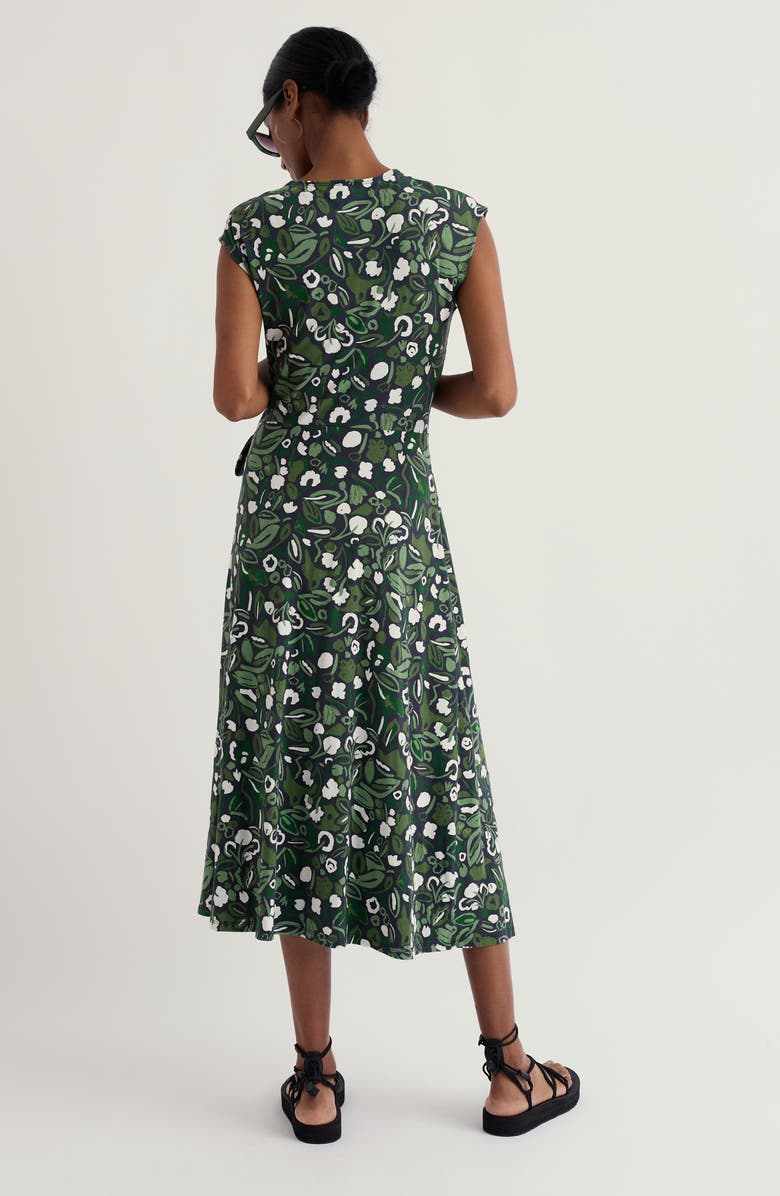 Seasalt Cornwall Fettling Jersey Tie Midi Dress, Alternate, color, Garden Plants Inkwell