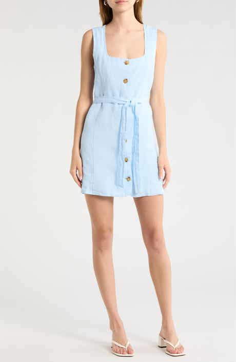 Sleeveless Square Neck Linen Dress
