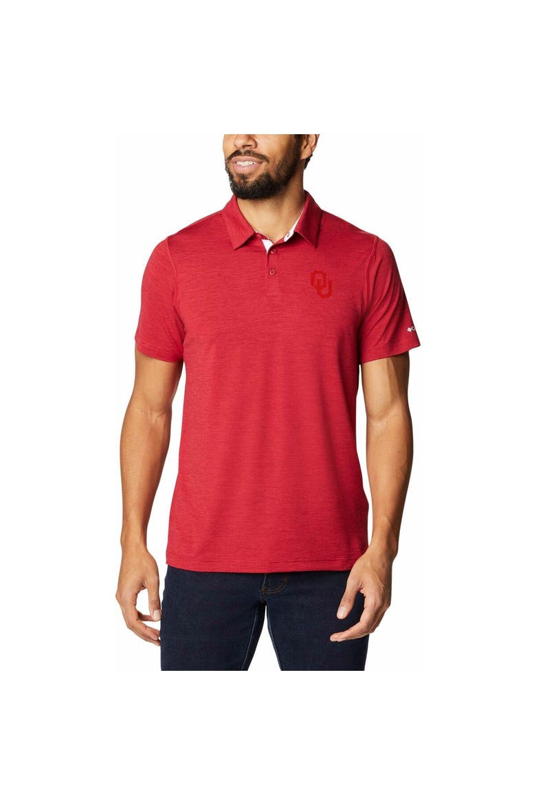 Men's Columbia Crimson Oklahoma Sooners Tech Trail Omni-Shade Polo, Alternate, color, Crimson