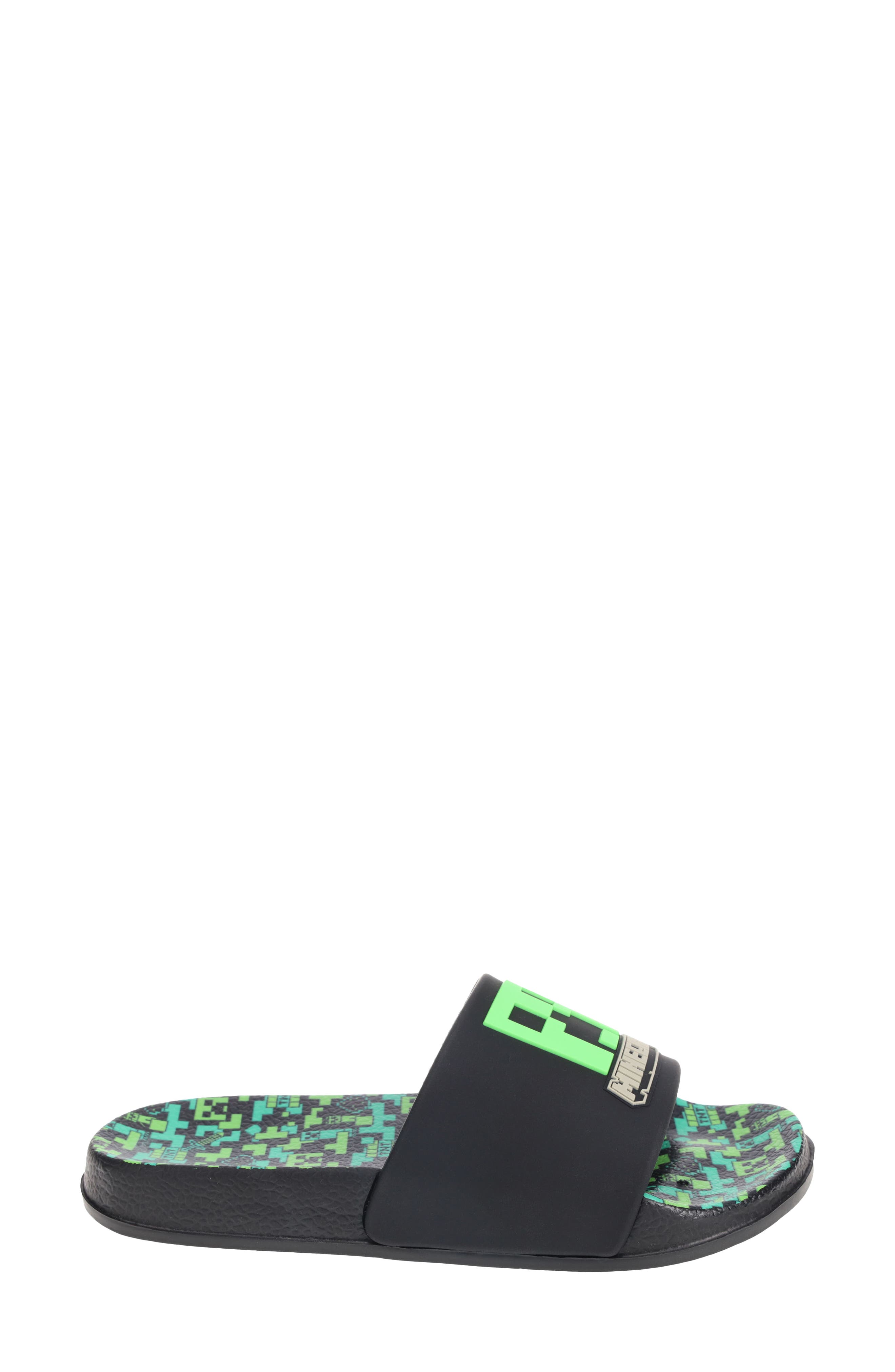 SG Footwear Kids' Minecraft Creeper Slide Sandal, Alternate, color, Black