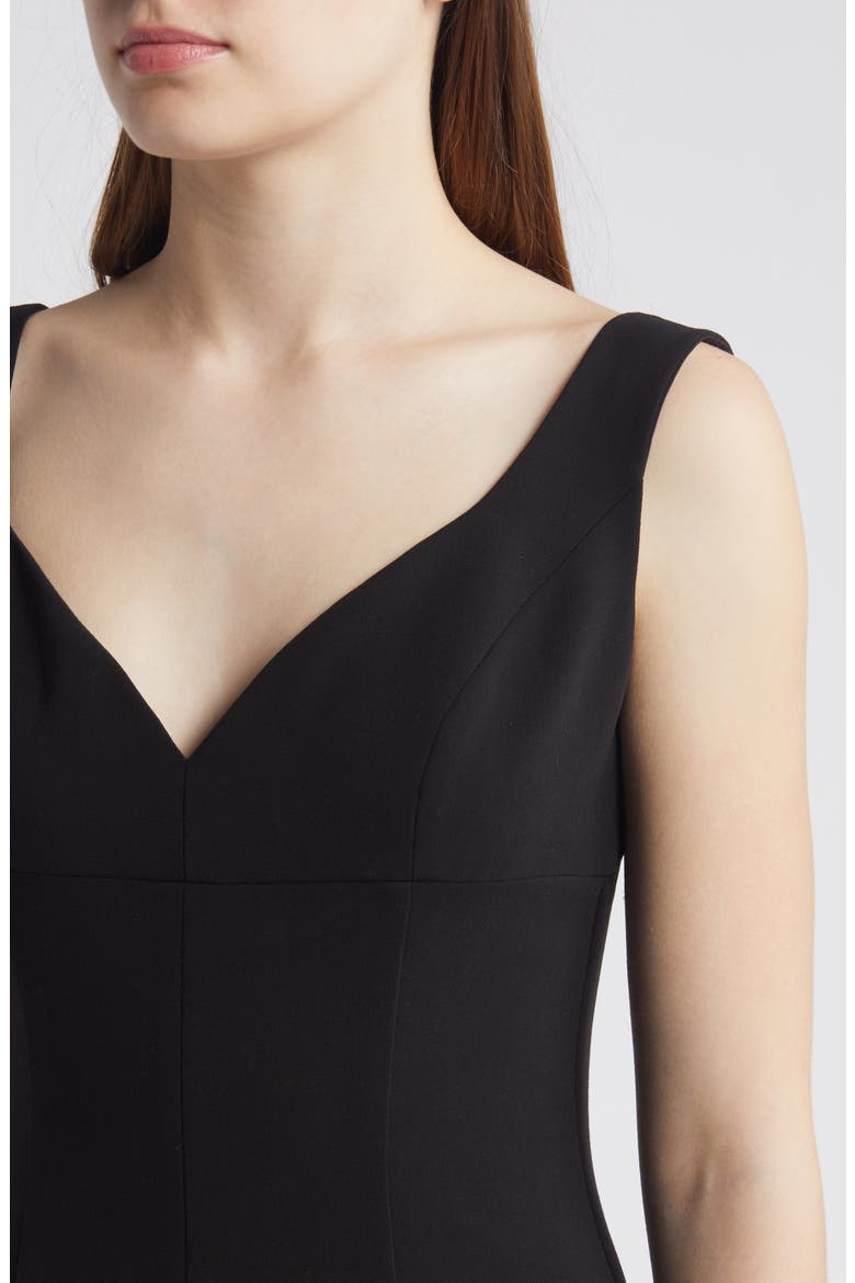 Ashlyn Godet Cocktail Midi Dress, Alternate, color, BLACK