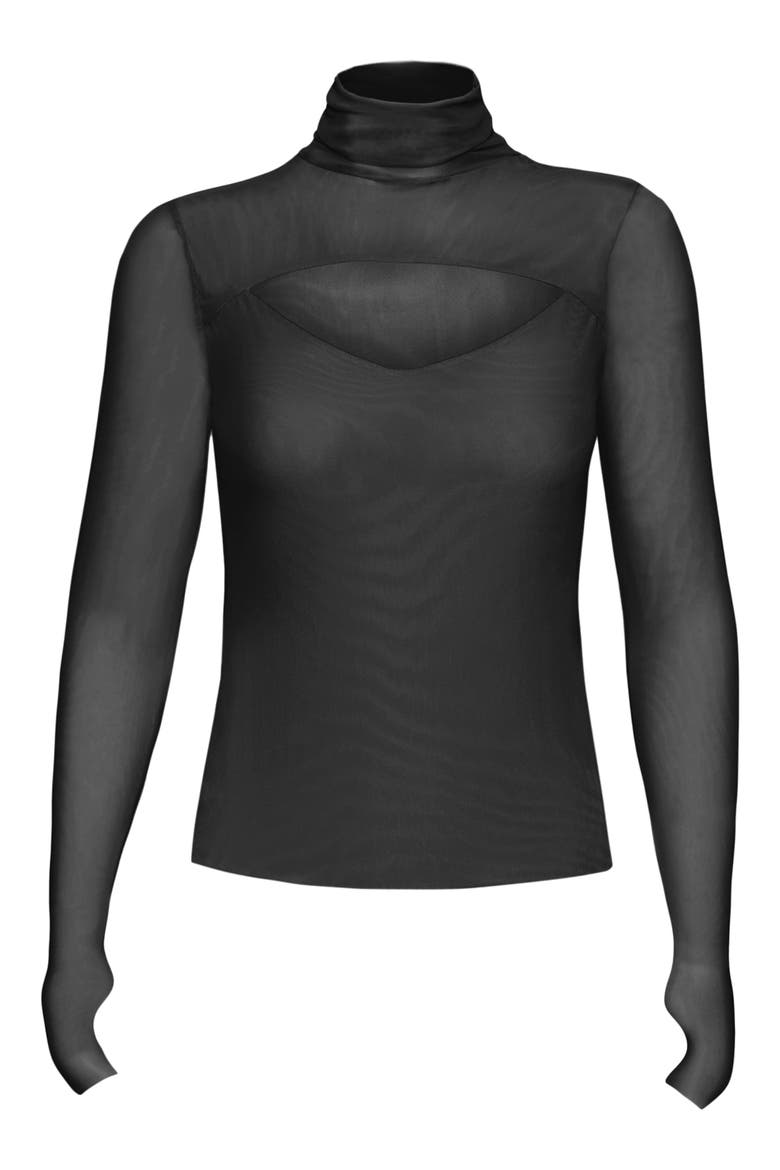 Dawn Cutout Turtleneck Knit Top, Alternate, color, NOIR