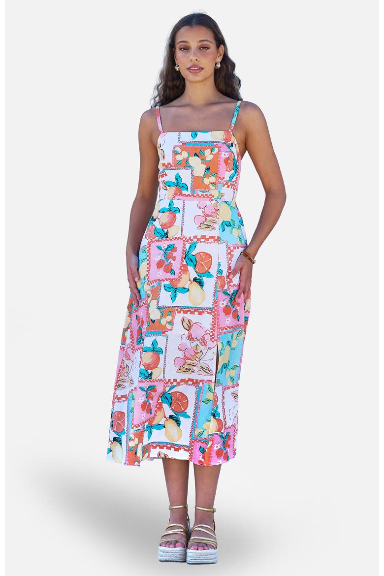 Printed Midi Sun Dress, Main, color, Multi