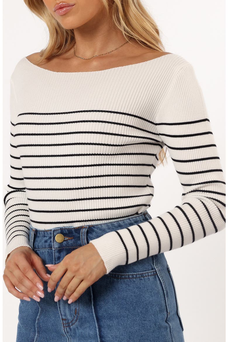 Kiersten Stripe Ribbed Sweater, Alternate, color, WHITE BLACK