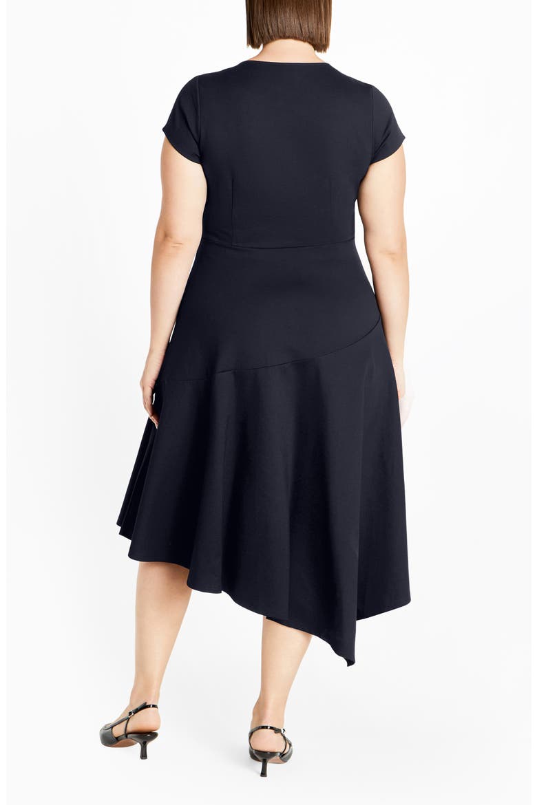 Sunny Asymmetric Hem Ponte Dress, Alternate, color, NAVY