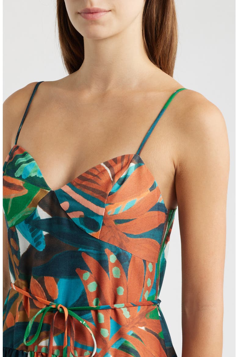 Tropical Print Drop Waist Maxi Dress, Alternate, color, BROWN MULTI