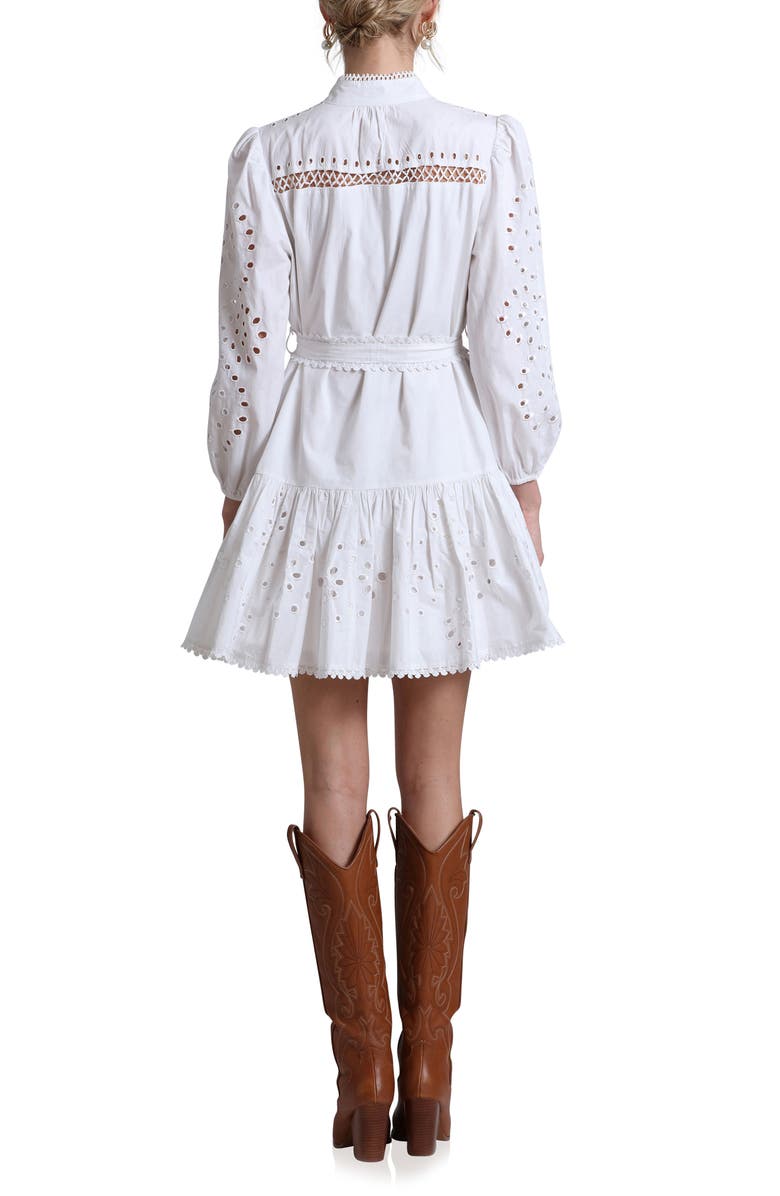 Avec Les Filles Eyelet Tie Belt Long Sleeve Mini Shirtdress, Alternate, color,