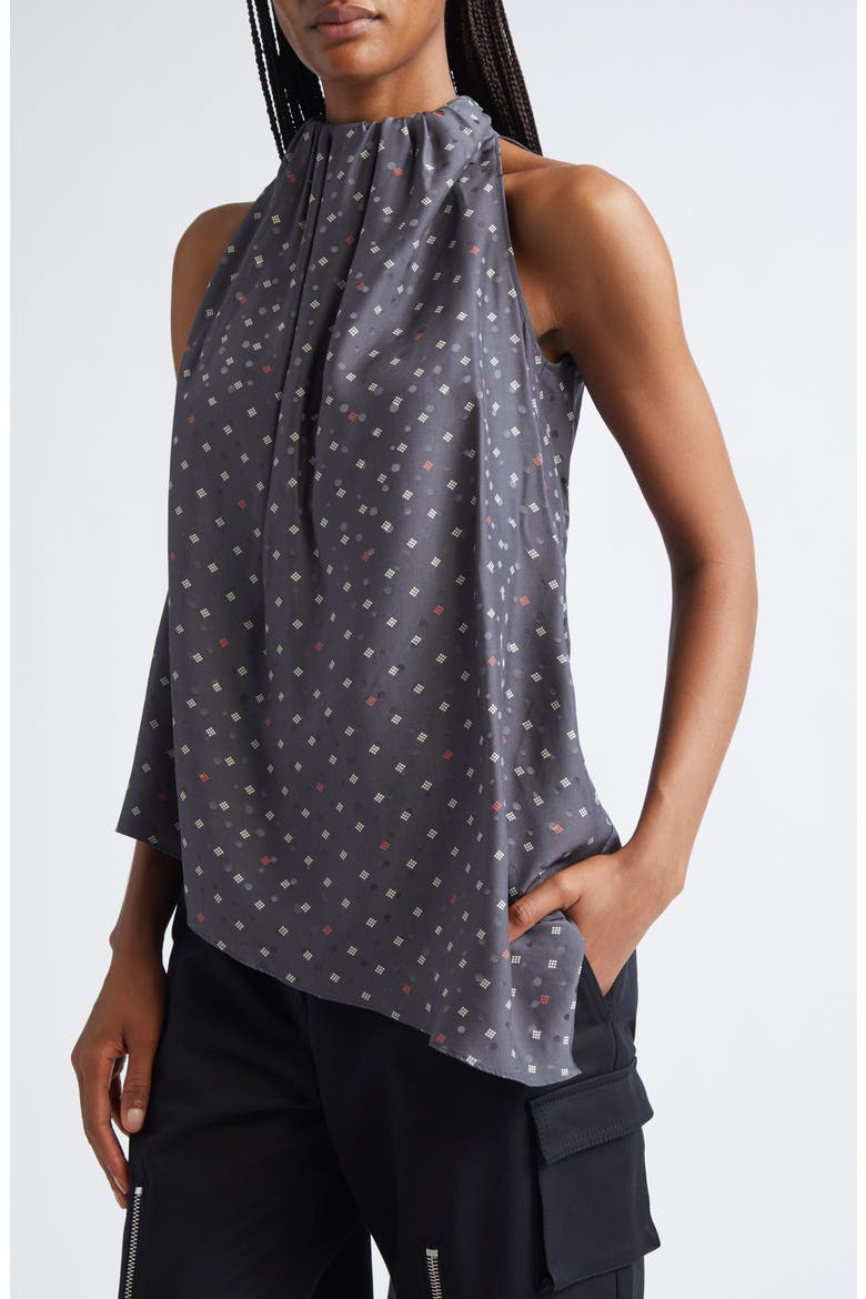 Silk Jacquard Bow Blouse, Alternate, color, GREY