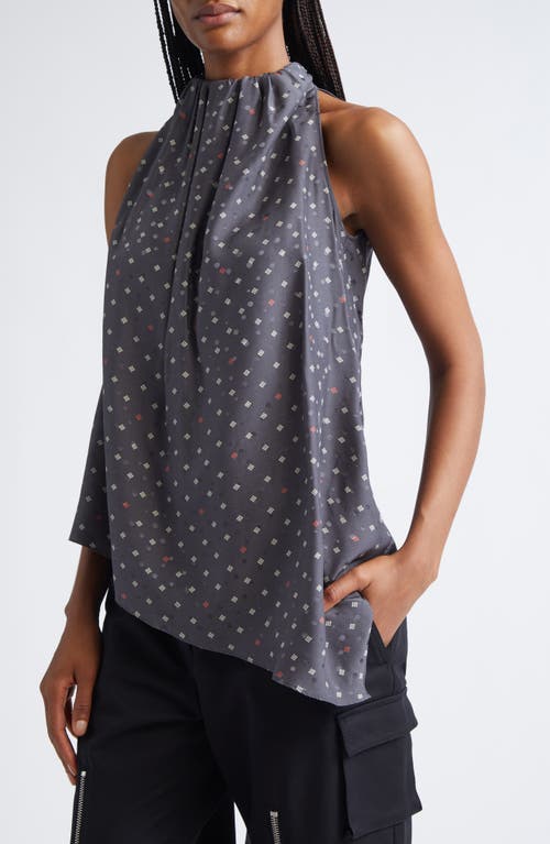 Acne Studios Silk Jacquard Bow Blouse In Gray