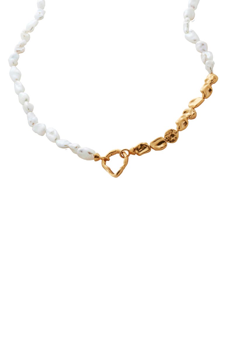 Keshi Pearl Necklace, Alternate, color, GOLD/ WHITE