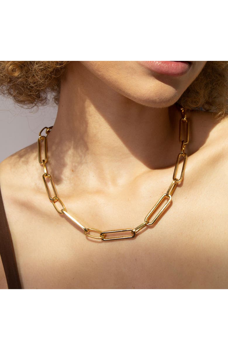 Outofoffice Paperclip Gold Chain Necklace Bracelet Set, Alternate, color, Gold