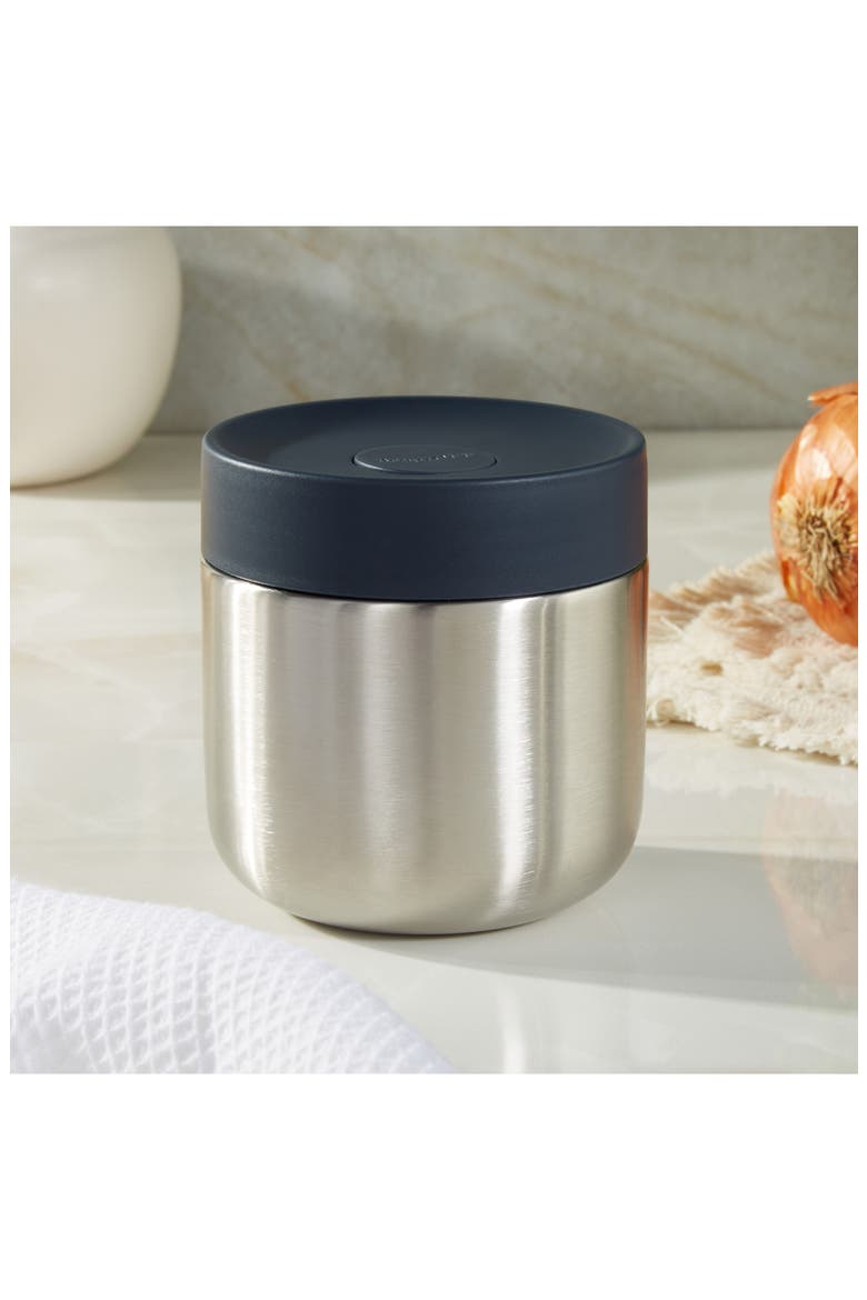 Nommie 12-Ounce Stainless Steel Food Container, Alternate, color, NAVY AND STEEL