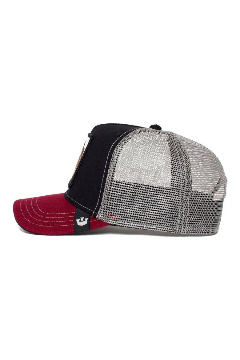 Circwool of Life Lion Patch Trucker Hat, Alternate, color, BLACK