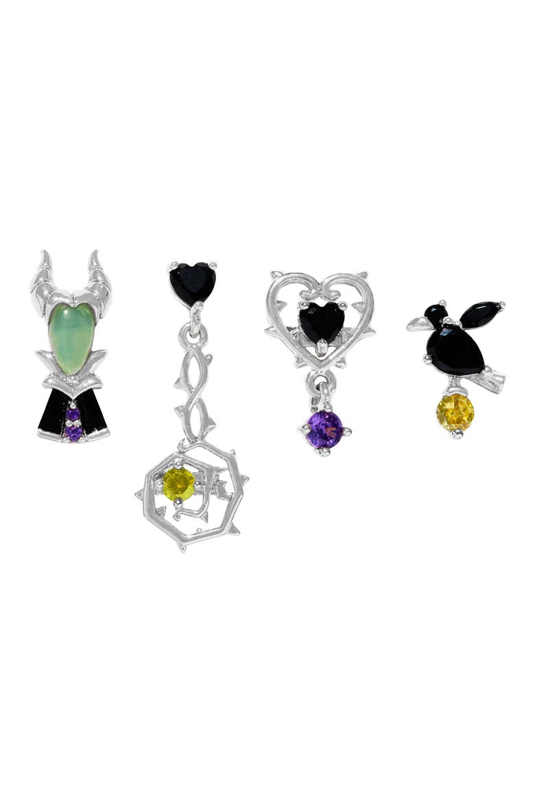 Disney Maleficent Stud Earring Set, Main, color, SILVER