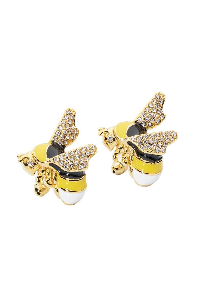 Crystal Bee Cufflinks, Main, color, Yellow