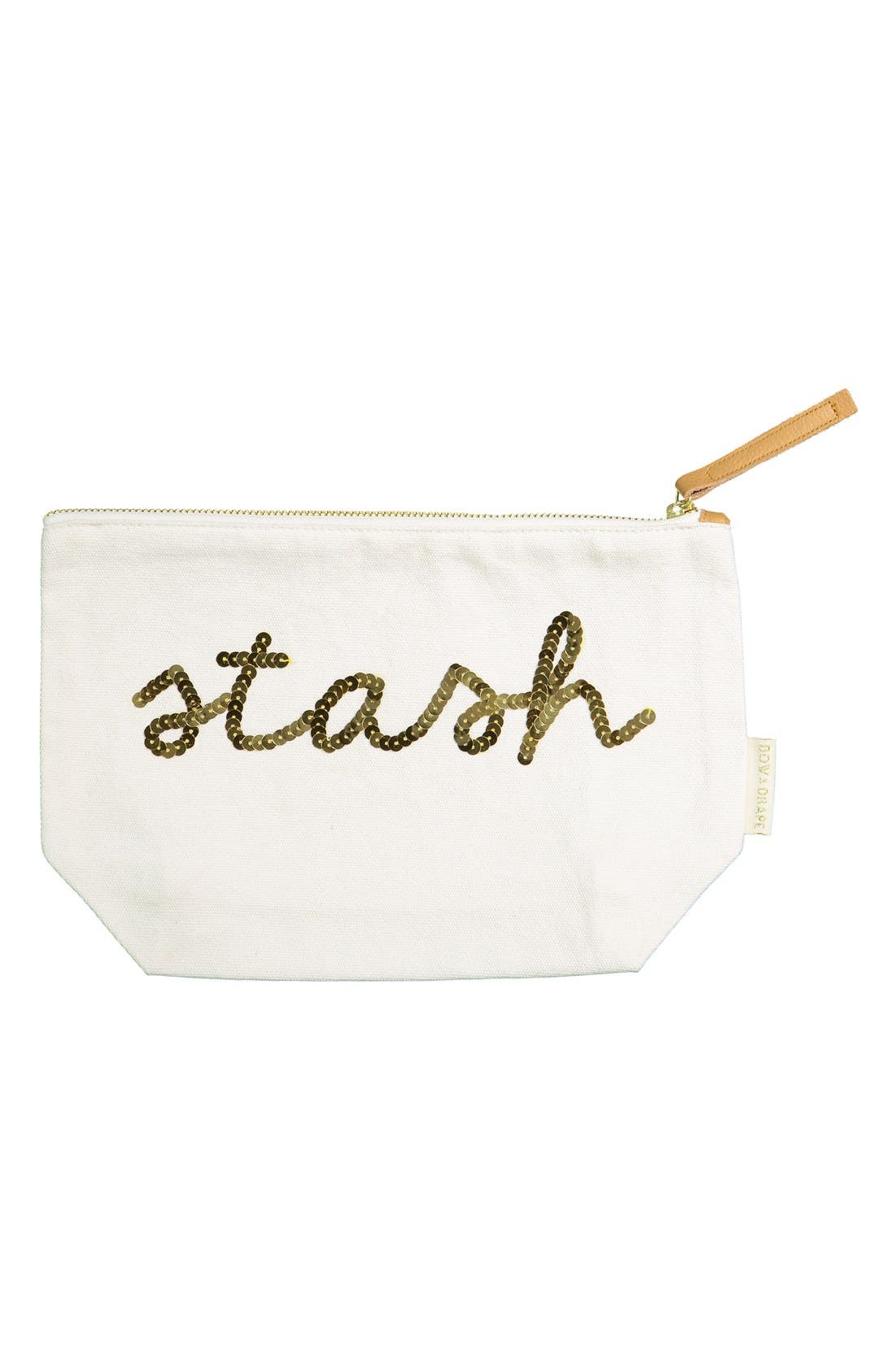 'Stash' Canvas Zip Pouch, Main, color, NATURAL/ GOLD