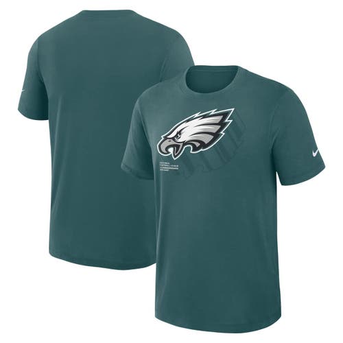 Nike Midnight Green Philadelphia Eagles Left End Run Slub Performance T-shirt In Green