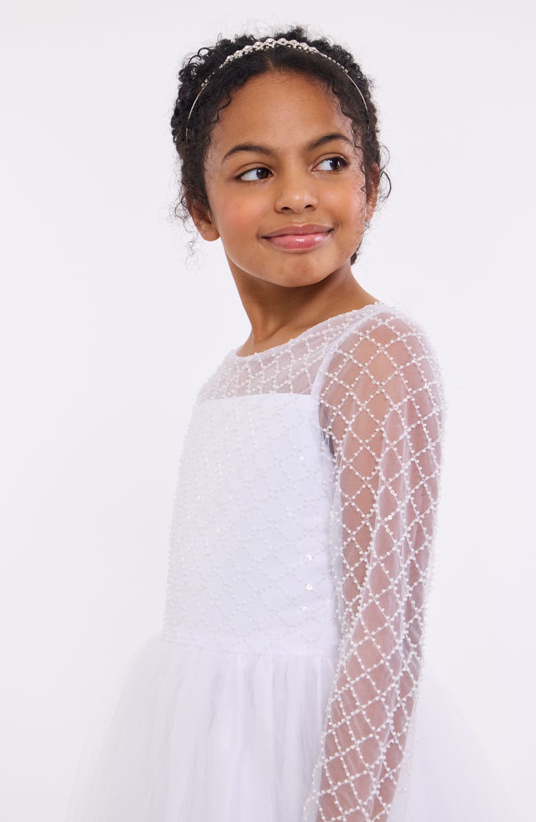 Iris & Ivy Embroidered Cap Sleeve Communion Dress, Alternate, color, White