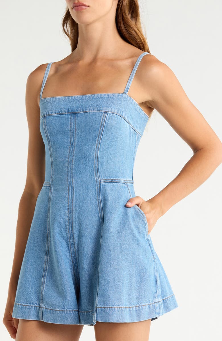 PAIGE Pippa Denim Romper, Alternate, color, Sun Valley