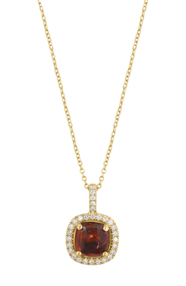 EFFY Garnet Cabochon & Diamond Halo Pendant Necklace, Alternate, color, Red