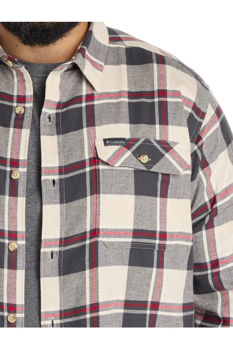 Big & Tall Flare Stretch Flannel Sport Shirt, Alternate, color, DARK STONE