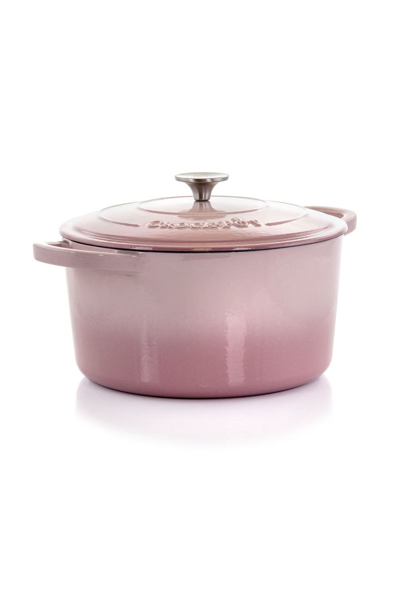 Artisan 2 Piece 7 Quarts Enamled Cast Iron Dutch Oven, Main, color, Blush Pink